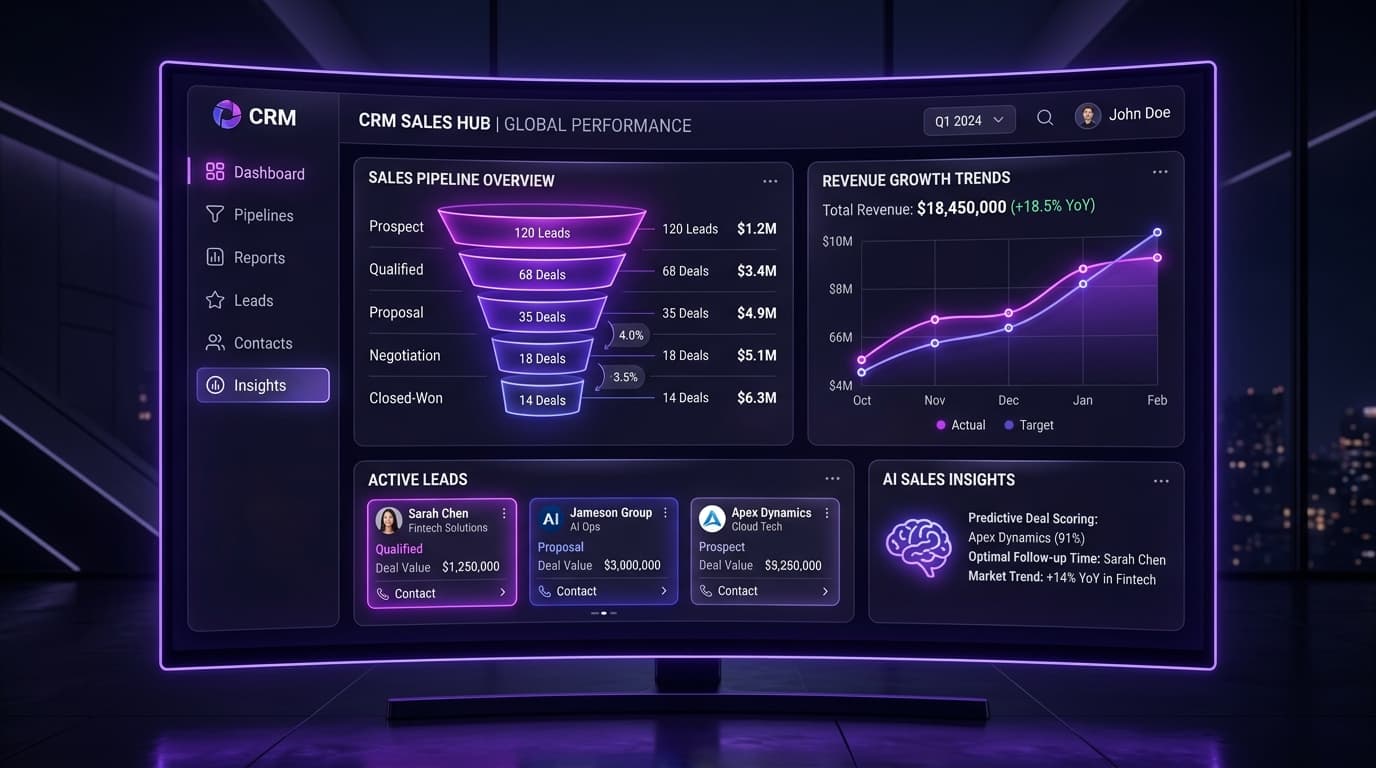 ApexCRM Sales Pipeline Hub Dashboard